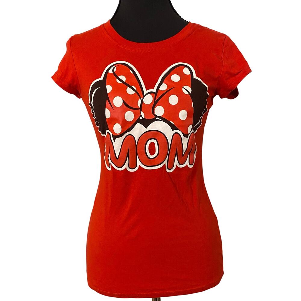 Disney Minnie Mouse Mom Bow T-Shirt Red Size M 7/9 Cotton Vacation Family Match